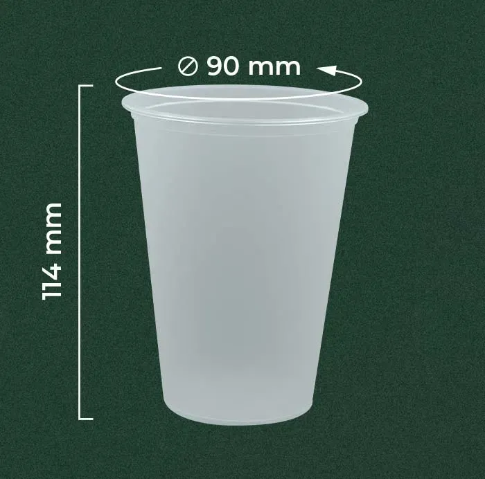 Frosted Flat Cup 400ml PP Natural | Wingoh Albindo