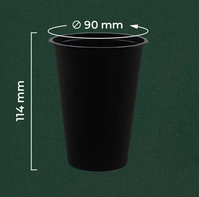 Frosted Black Flat Cup 400ml PP | Wingoh Albindo