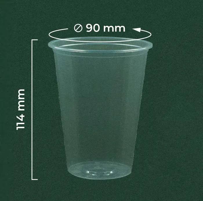 Natural Flat Cup 400ml PP Clear | Wingoh Albindo