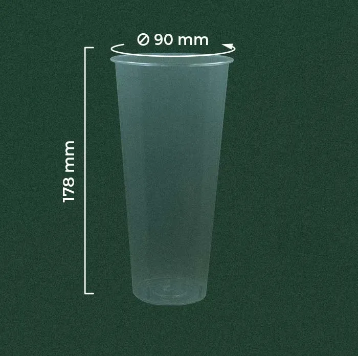Natural Flat Cup 700ml PP Clear | Wingoh Albindo