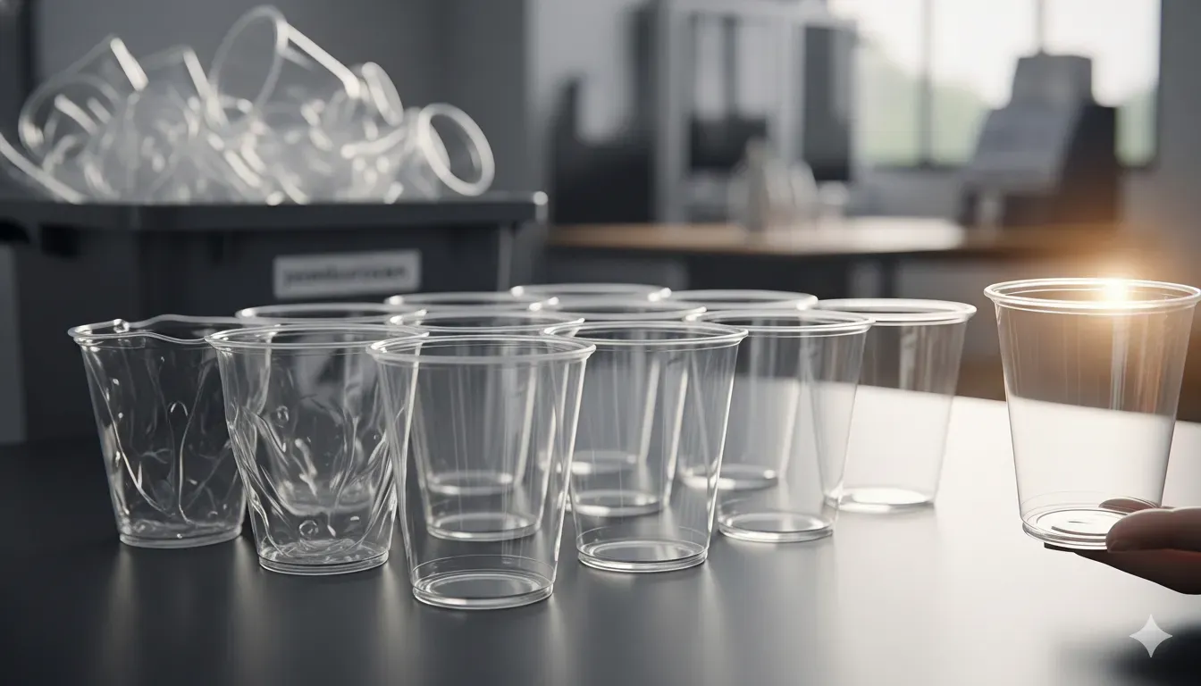 Anti-waste strategy in plastic cup production — regrind management and quality control
