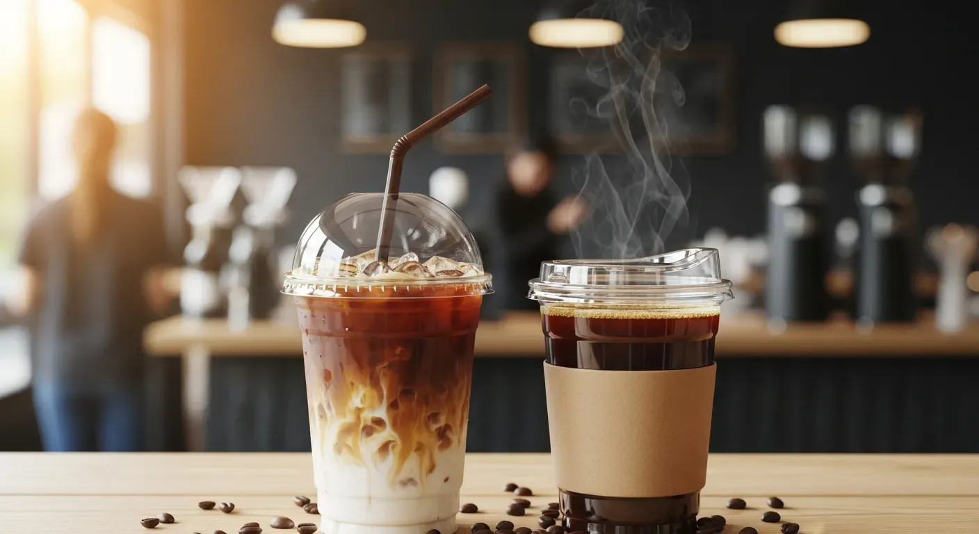 F&B operator using double-wall spill-resistant plastic cups with brand logo for take-away service