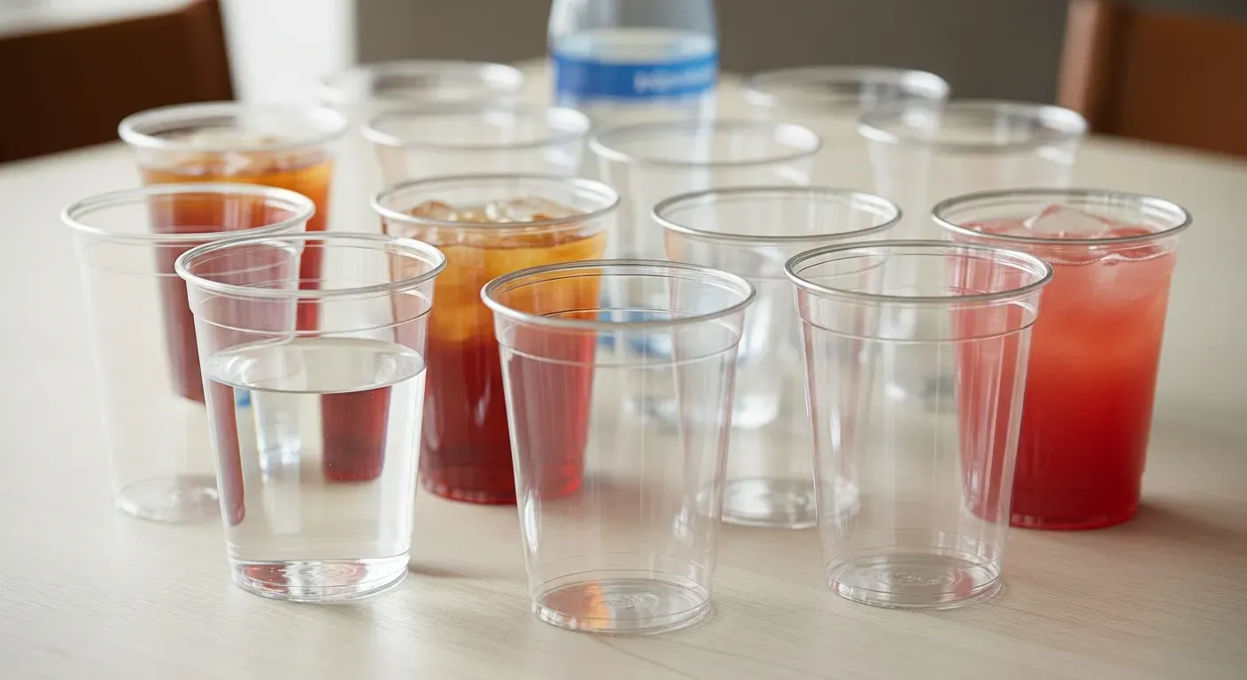 Seven modern plastic cup design trends for F&B beverage businesses including minimalist clean look and earthy tone colors