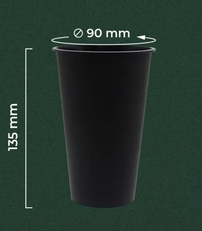 Gelas hitam 500ml doff dari bahan plastik PP tebal dan kokoh untuk kopi