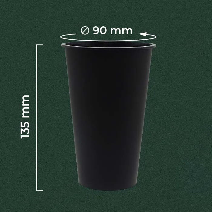 Gelas hitam 500ml doff dari bahan plastik PP tebal dan kokoh untuk kopi