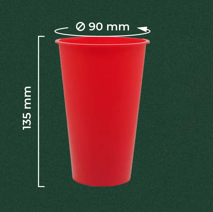 gelas plastik warna 500ml tebal berwarna merah, kuning, dan oranye