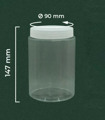 Toples snack 1 liter dari bahan plastik PET bening yang tebal dan serbaguna