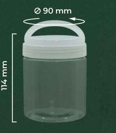 Toples serbaguna 500ml dari plastik PET bening dengan handle dan tutup aneka warna