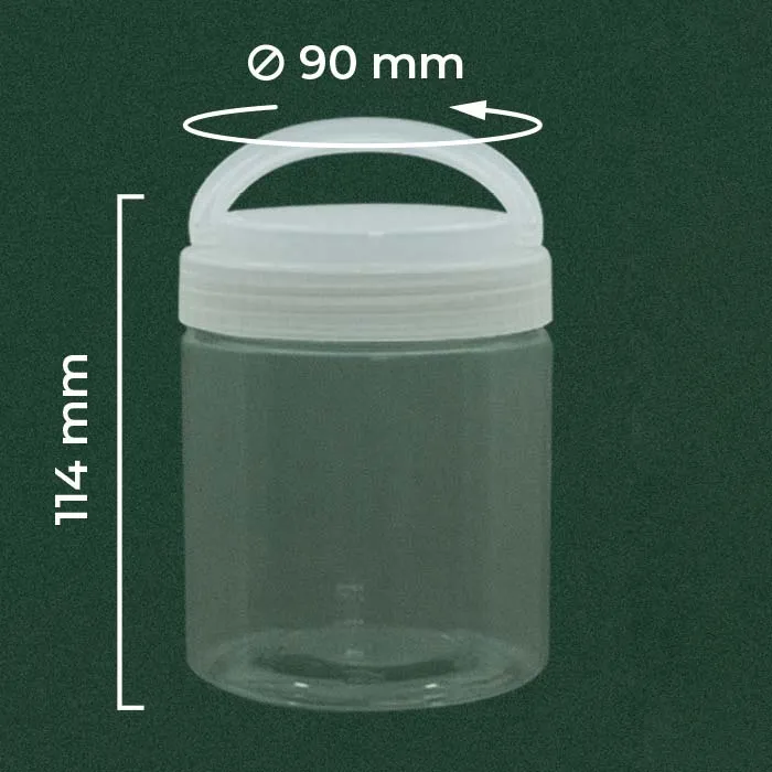 Toples serbaguna 500ml dari plastik PET bening dengan handle dan tutup aneka warna