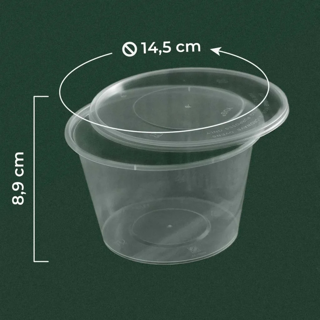 Wadah plastik bulat 1000ml transparan untuk makanan porsi besar dan rice bowl jumbo