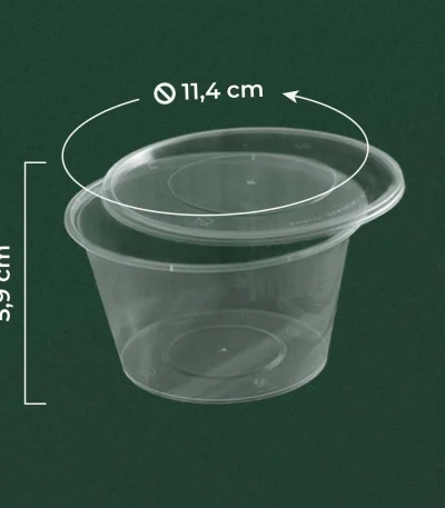 Wadah makanan plastik Round Thinwall 450ml transparan untuk lauk dan rice bowl